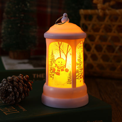 Nostalgische Weihnachtslaterne mit leuchtendem Weihnachtsmann-Motiv Brehn
