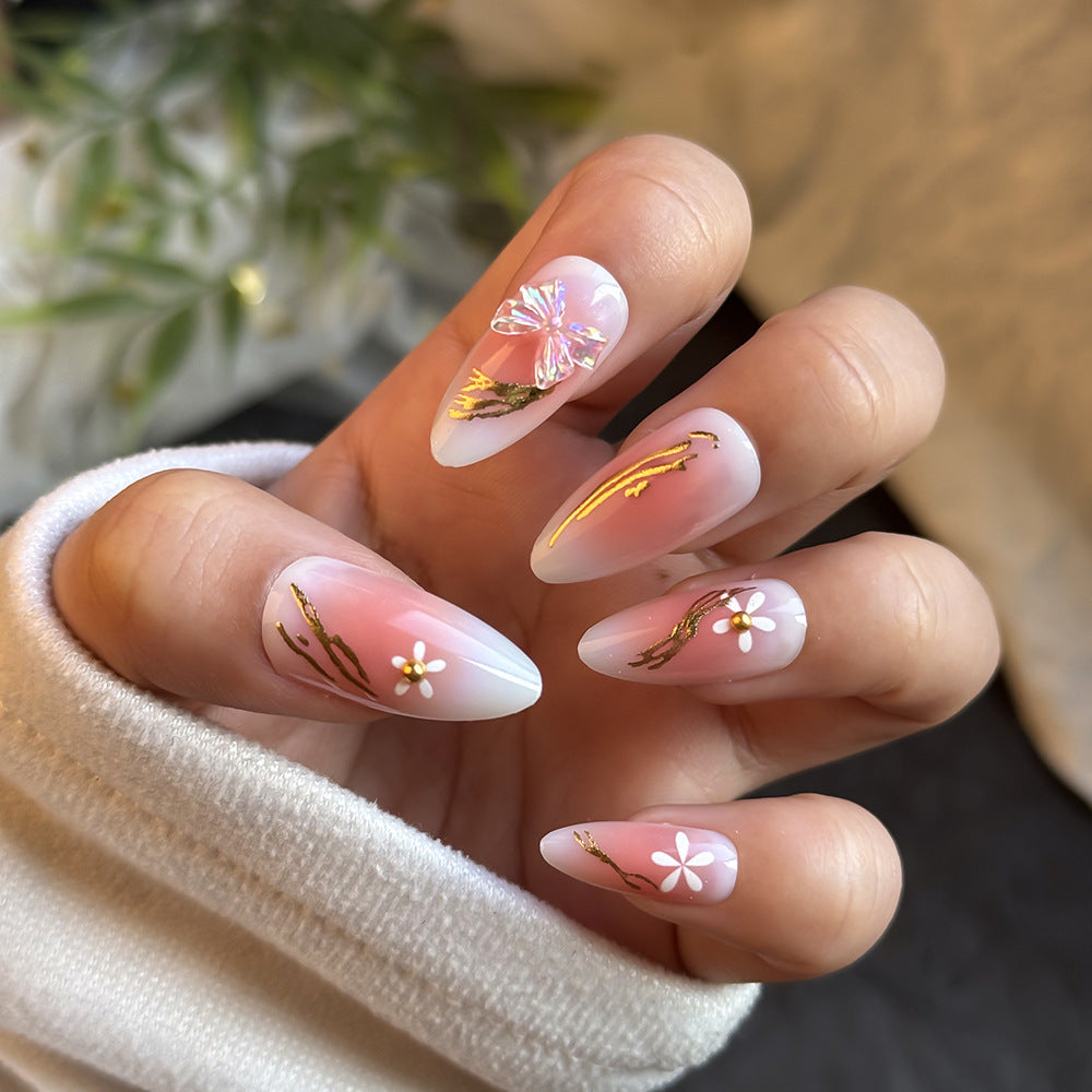 Elegantes blumenförmiges Press-On-Nagelkunst-Kit Brehn