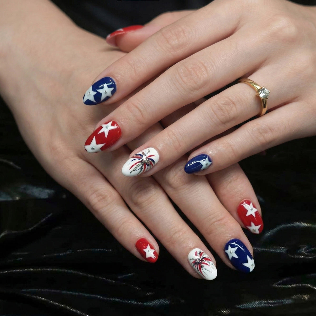 Künstlerisches 4. Juli Themen Press-On Nagelkunst Set Brehn