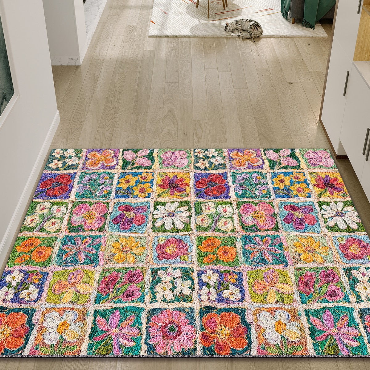 Buntes Florales Patchwork-Teppich Brehn