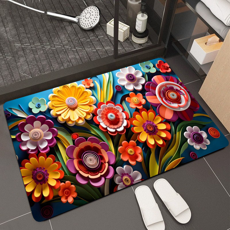 Floral Design Memory Foam Badteppich Brehn