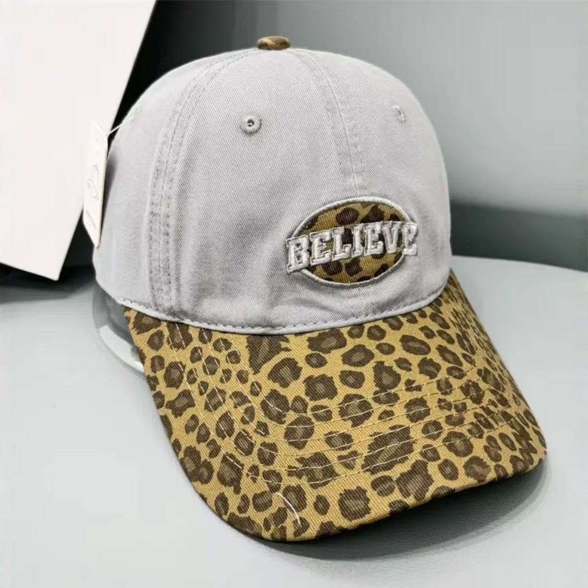 Damen Freizeit Leopard Druck Baseballmütze Brehn