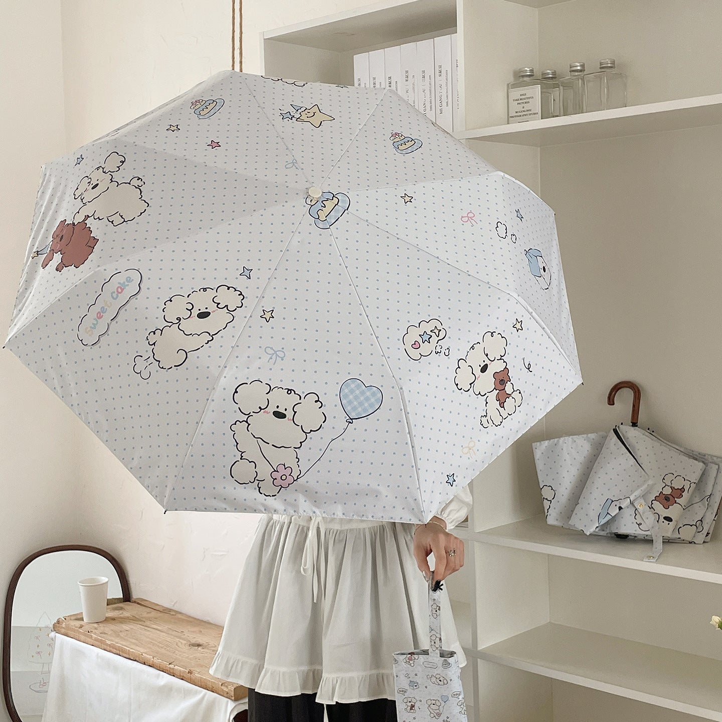 Damen Faltbarer Regenschirm mit verspieltem Tierdesign Brehn