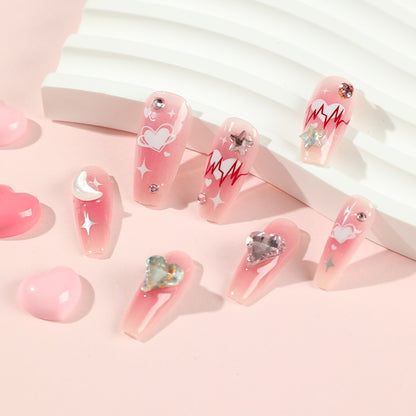 Kunstvolle Gel-Nägel mit Glamourösen Verzierungen Brehn