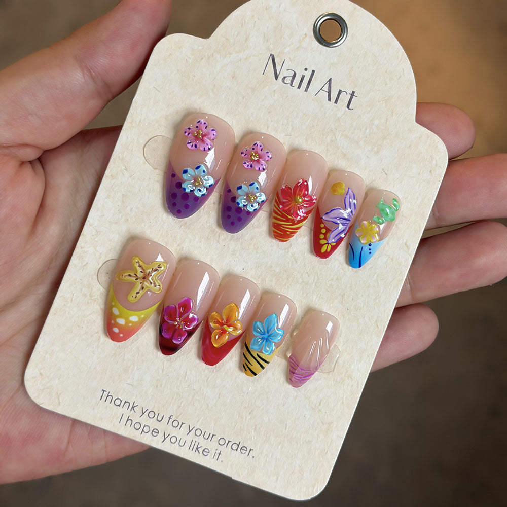 Kreative florale veredelte Press-On Nagel Kollektion Brehn