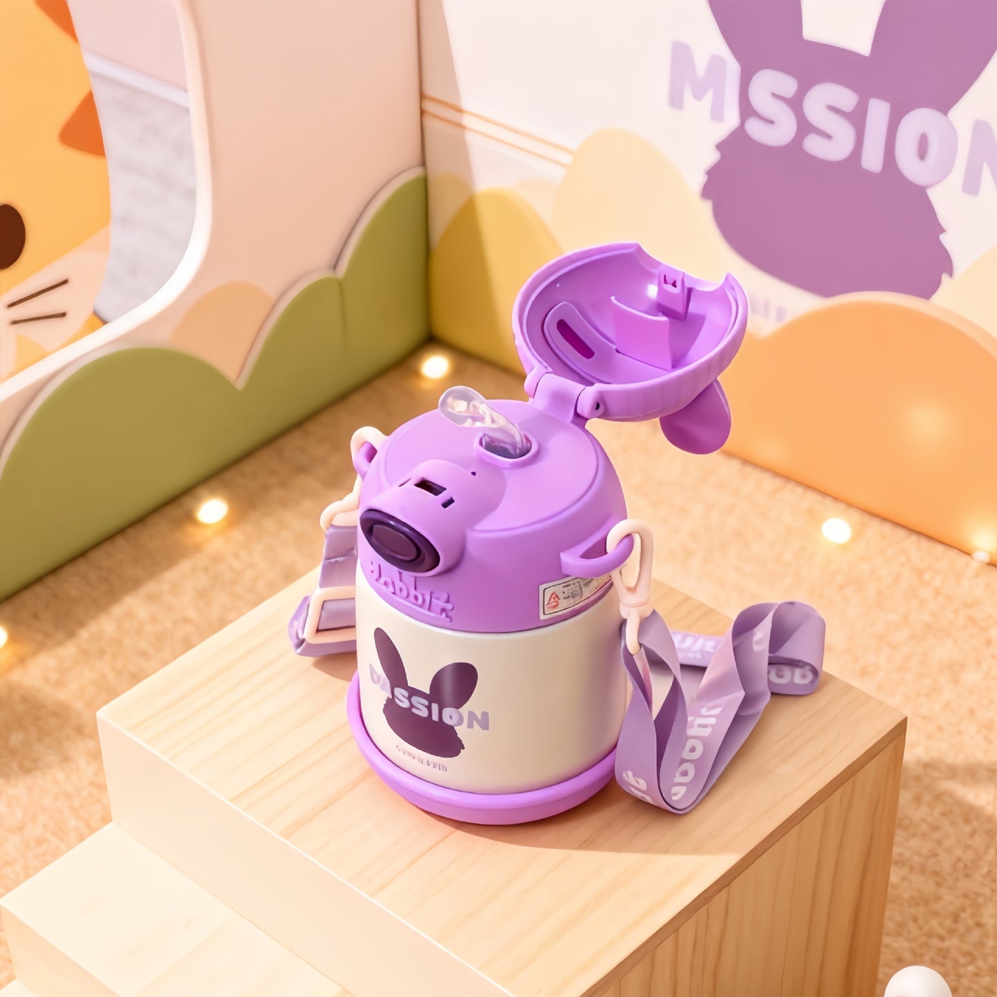 Damen Isolierte Kindertrinkflasche mit praktischem Tragegurt Brehn