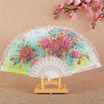 Damen Eleganter Handfächer mit floralen Motiven Brehn
