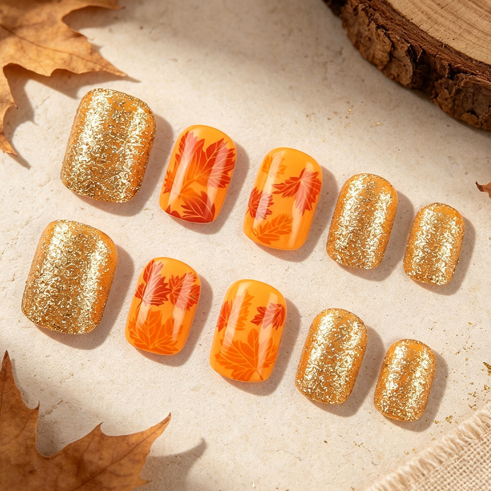 Herbstblatt Press-On Nagelkunst Brehn