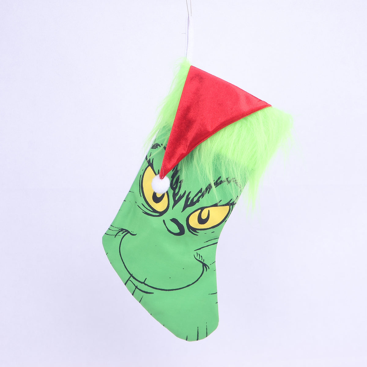 Lustiger Weihnachtsstrumpf im Grinch-Design