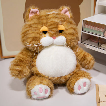 Fetter Plüsch Tabby Katze Sitzkuscheltier mit gesticktem Gesicht, Schnurrhaaren & bohnengefülltem Boden Brehn