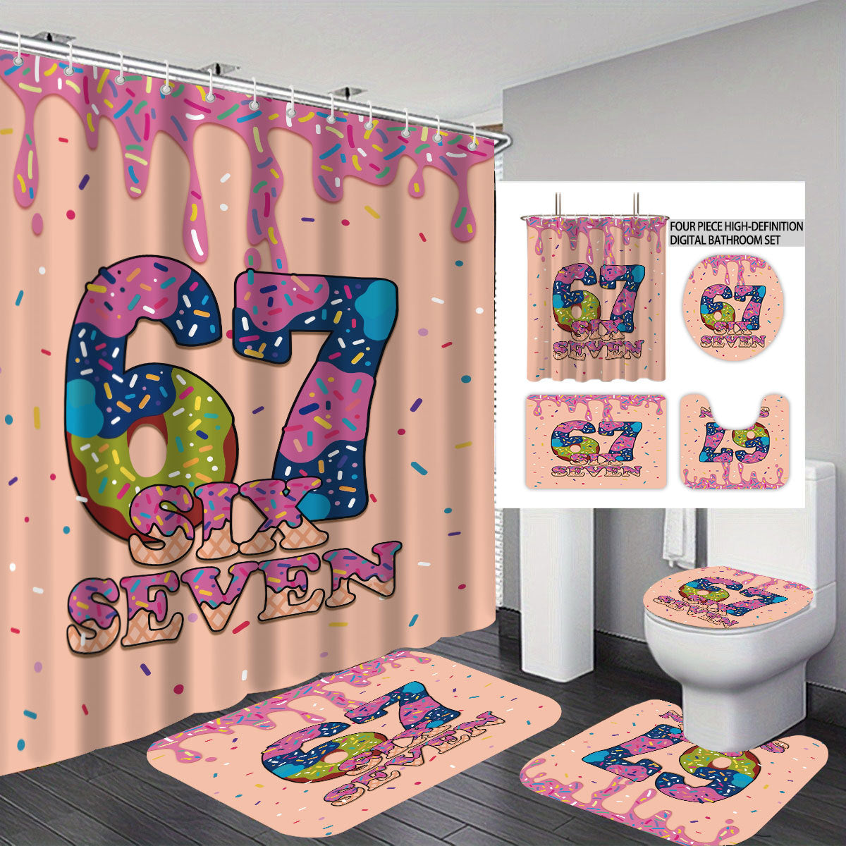 Buntes Dessert-Themen Badezimmer Set Brehn