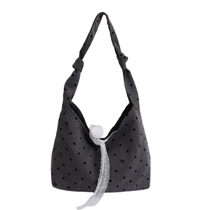 Polka Dot Canvas Hobo Tasche