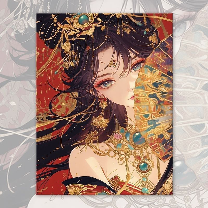 Asiatisch inspiriertes Fantasy-Porträt-Leinwand-Kunstwerk Brehn