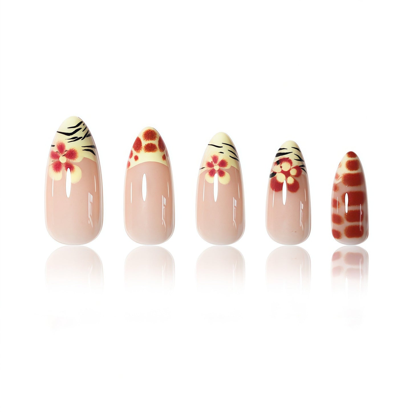 Künstlerische florale Acryl-Nagelerweiterungen Brehn