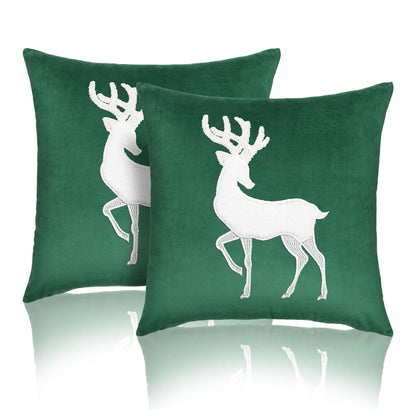 Festive Velvet Rentier Applikation Quadratisches Kissenbezug mit Unsichtbarem Reißverschluss