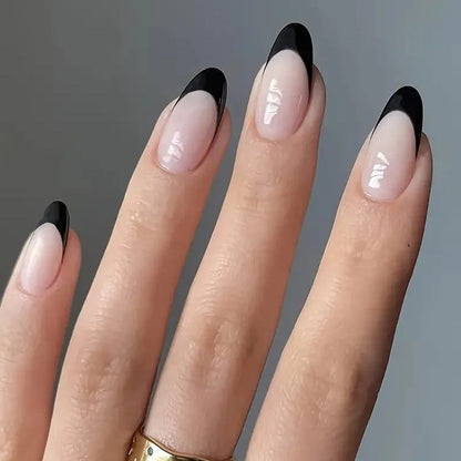 Elegante schwarze French Tip Acryl-Nagelverzierung Brehn