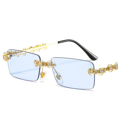 Damen Designer-Sonnenbrille mit funkelndem Rahmen und rechteckigem Glas Brehn