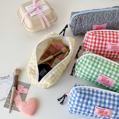 Gepatchtes Gingham Stiftetui Brehn