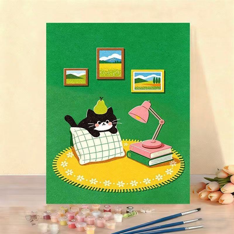 Verspielt Katze Illustration Leinwand Kunstwerk Brehn