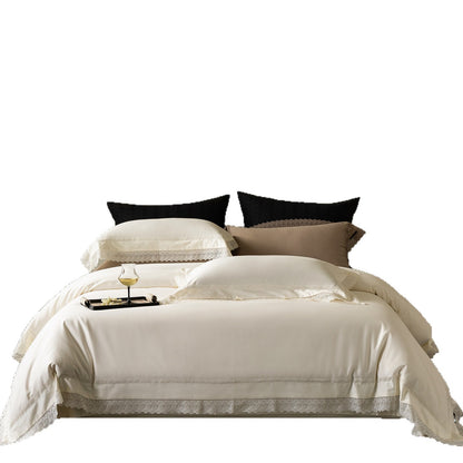 Spitzenbesetzte Luxus-Baumwoll-Satin Bettbezug Set