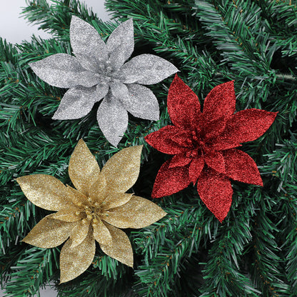 Glitzernde Weihnachtssternblumenornamente Brehn