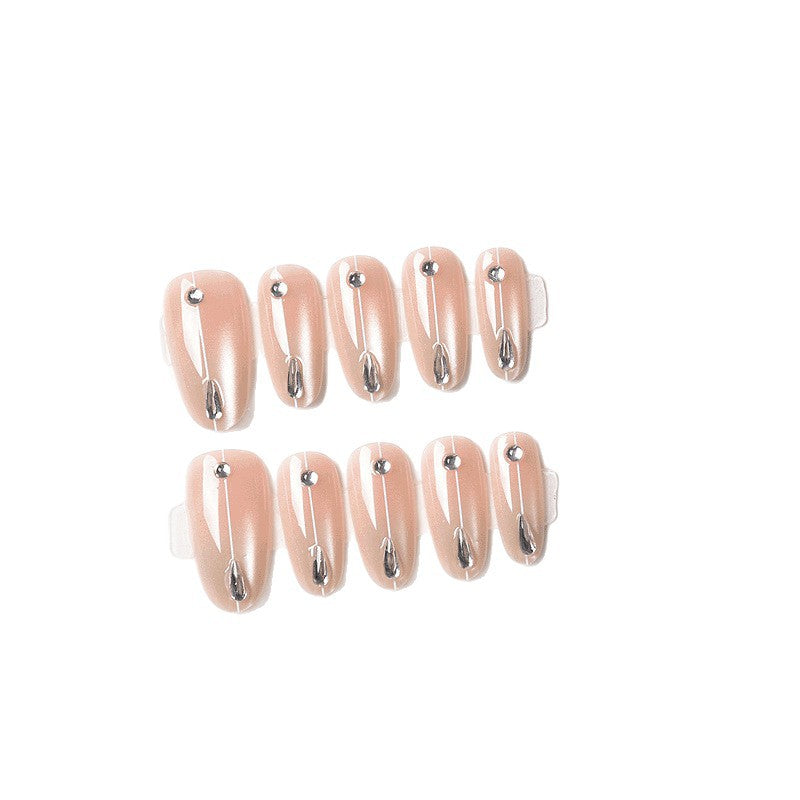 Elegantes Press-On Nagelset mit Strass-Akzenten Brehn