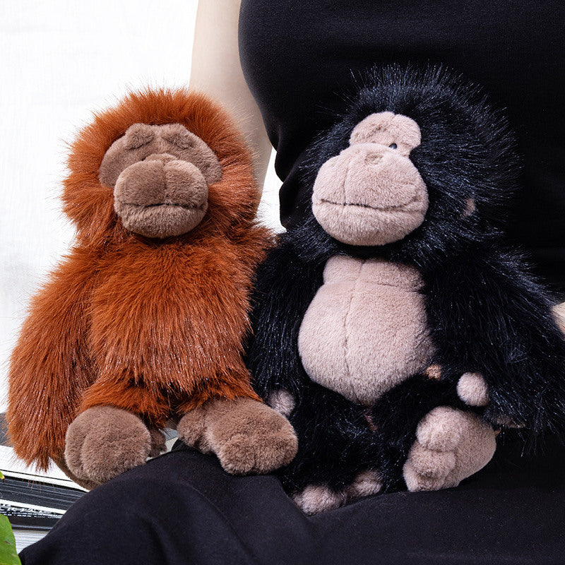 Plüsch sitzender Gorilla Spielzeug mit langem Kunstfell und weichem Füllmaterial Brehn