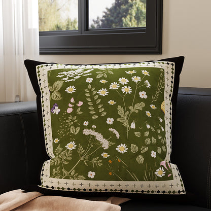 Velvet Bamboo Leaf Square Throw Pillow Cover with Hidden Zipper