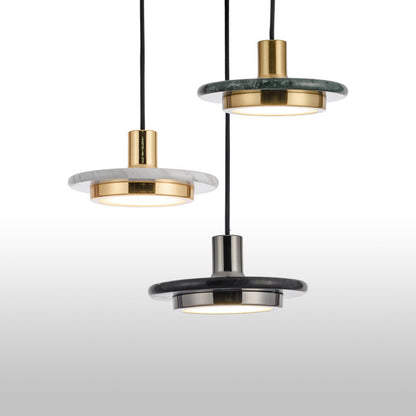 Elegante Marmor- und Messing-Pendelleuchte