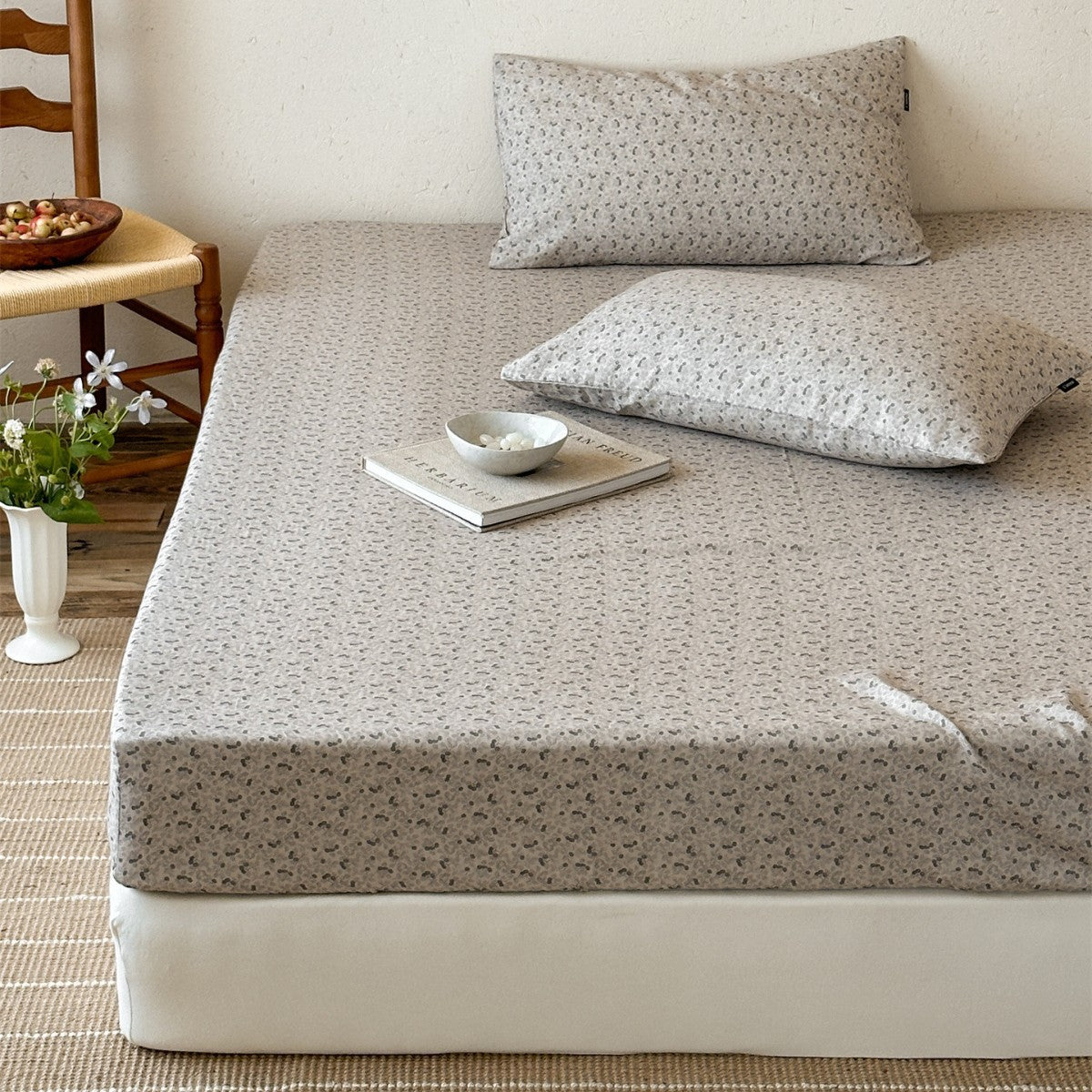 Bedrucktes Baumwoll-Percale Spannbettlaken und Kissenbezug Set