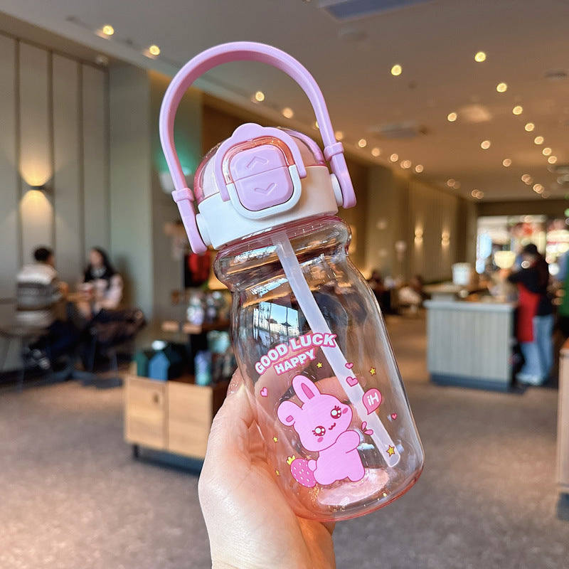 Damen Lustige Kunststoff-Trinkflasche mit integrierter Trinkhalmfunktion Brehn