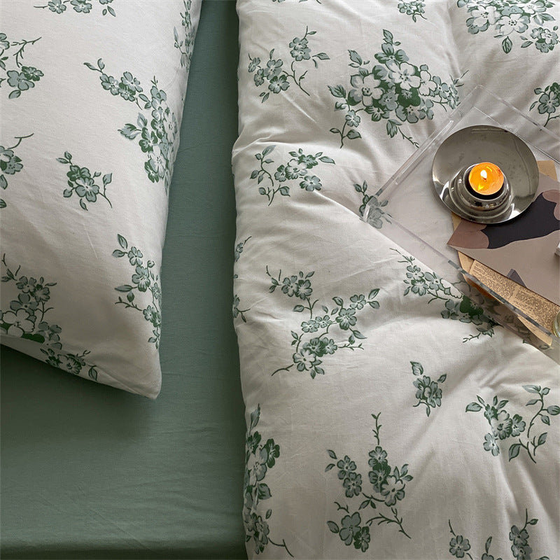 Baumwoll-Perkal Bettbezug-Set mit zartem Wildblumenprint und atmungsaktivem Finish
