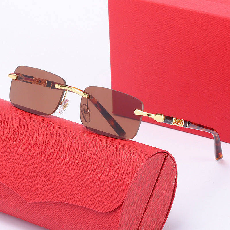 Damen elegante quadratische Sonnenbrille mit luxuriösem Metallrahmen Brehn