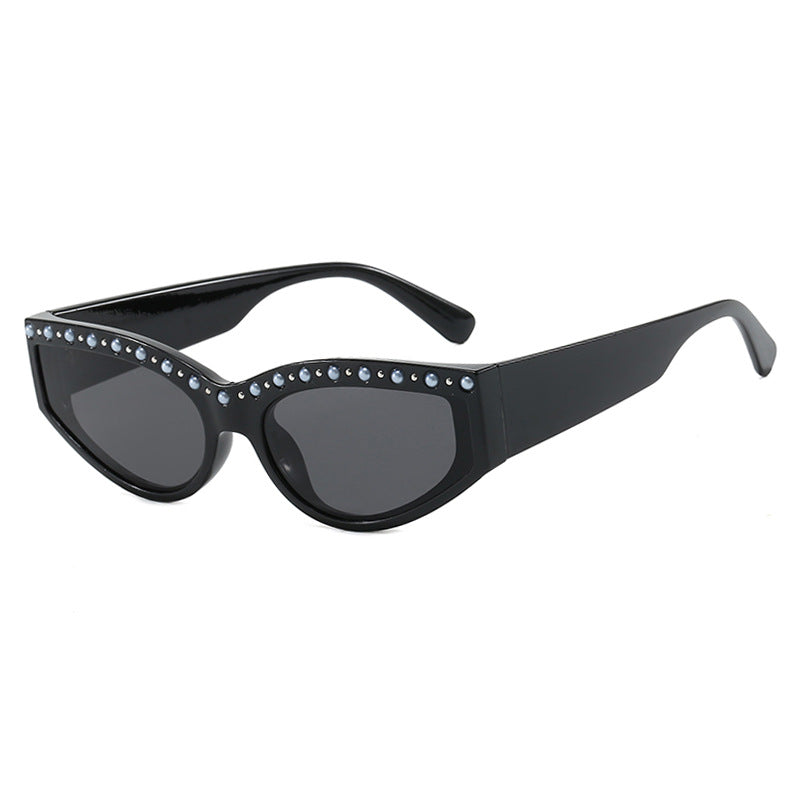 Damen Cat-Eye Sonnenbrille mit funkelndem Strassbesatz und animalischem Muster Brehn