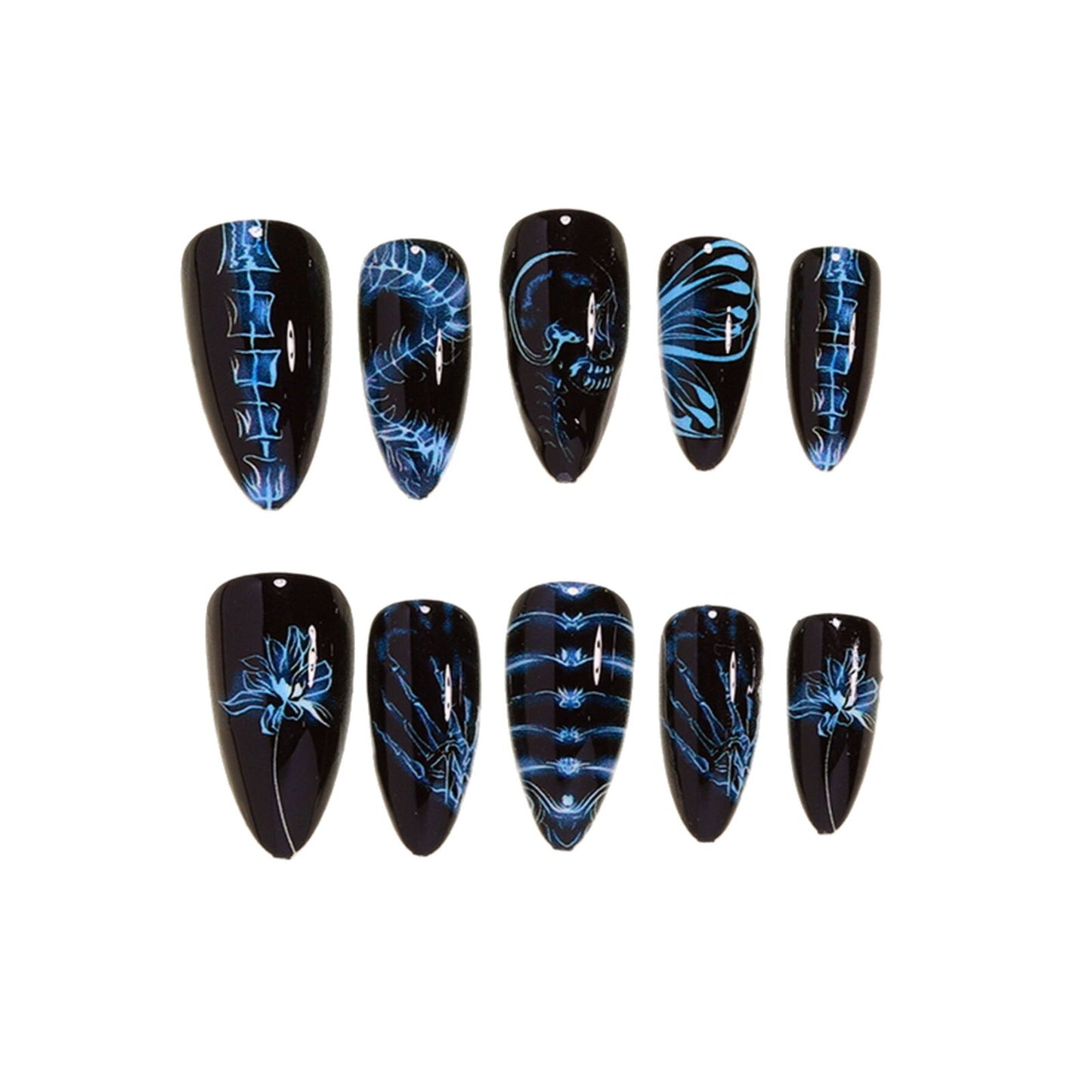Künstlerisches Stiletto Press-On Nagelkunst Set Brehn