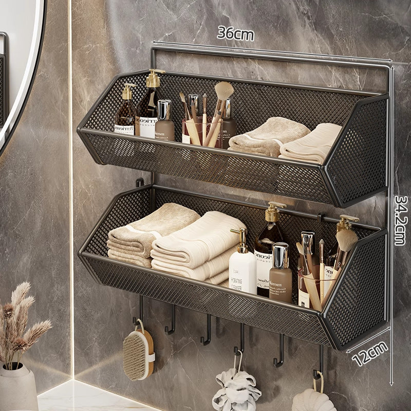 Wandmontierter Mesh-Badezimmer-Organizer-Regal