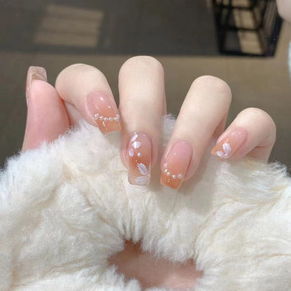 Elegante Blumendruck-Nageltips