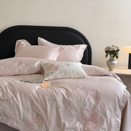 Luxuriöses Satin-Bettwäsche-Set mit floraler Stickerei und seidenweichem Finish Brehn