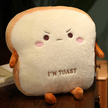 Kuschelplüsch-Kissen in Toastform mit Stickerei und weicher Füllung