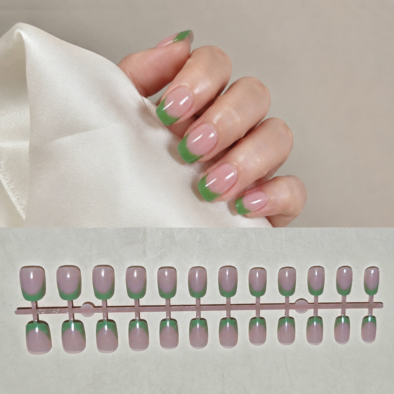 Chic Französisches Tip Press-On Nagelkunstset Brehn