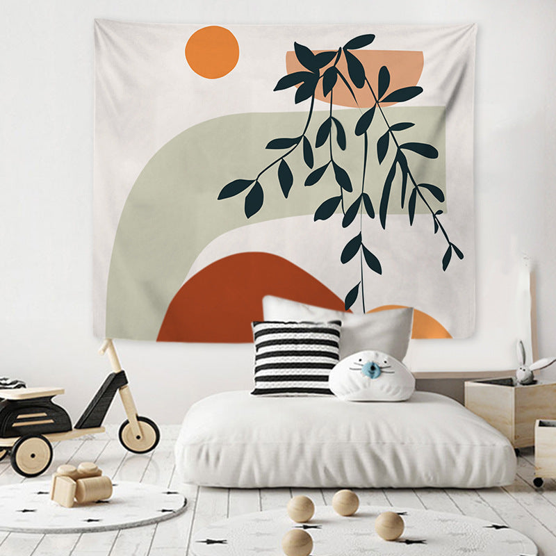 Wandteppich mit abstraktem botanischem Print und leichtem Polyesterstoff Brehn