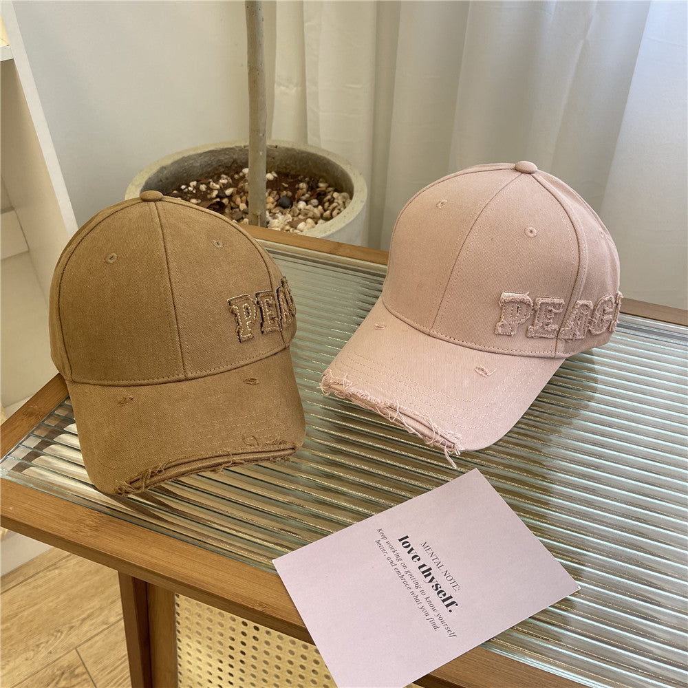 Damen Distressed Graphic Peace Baseball Cap Brehn
