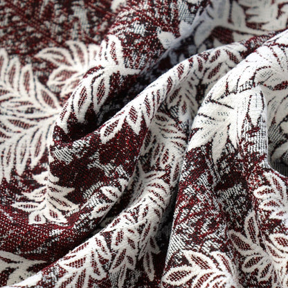 Gewebter Dekokissenbezug mit botanischem Jacquard, handgeschnittenen Fransen und samtigem Rückteil Brehn