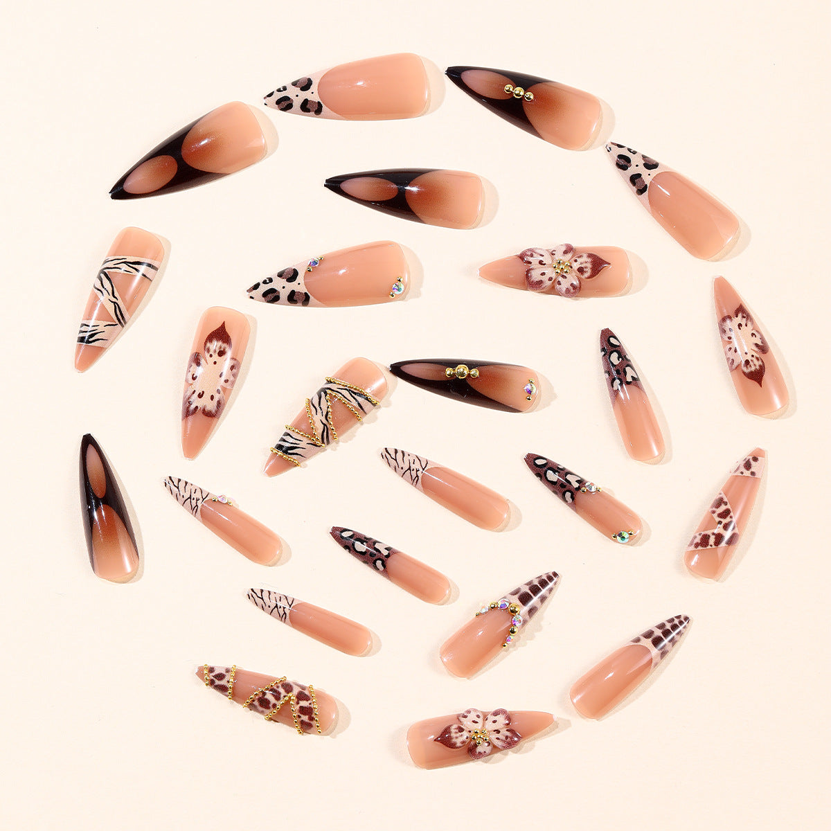 Luxuriöse Künstlerische Stiletto Nagelkunst Brehn
