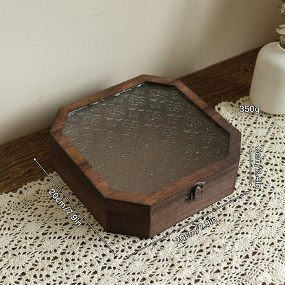 Vintage achteckige Holz-Schmuckbox