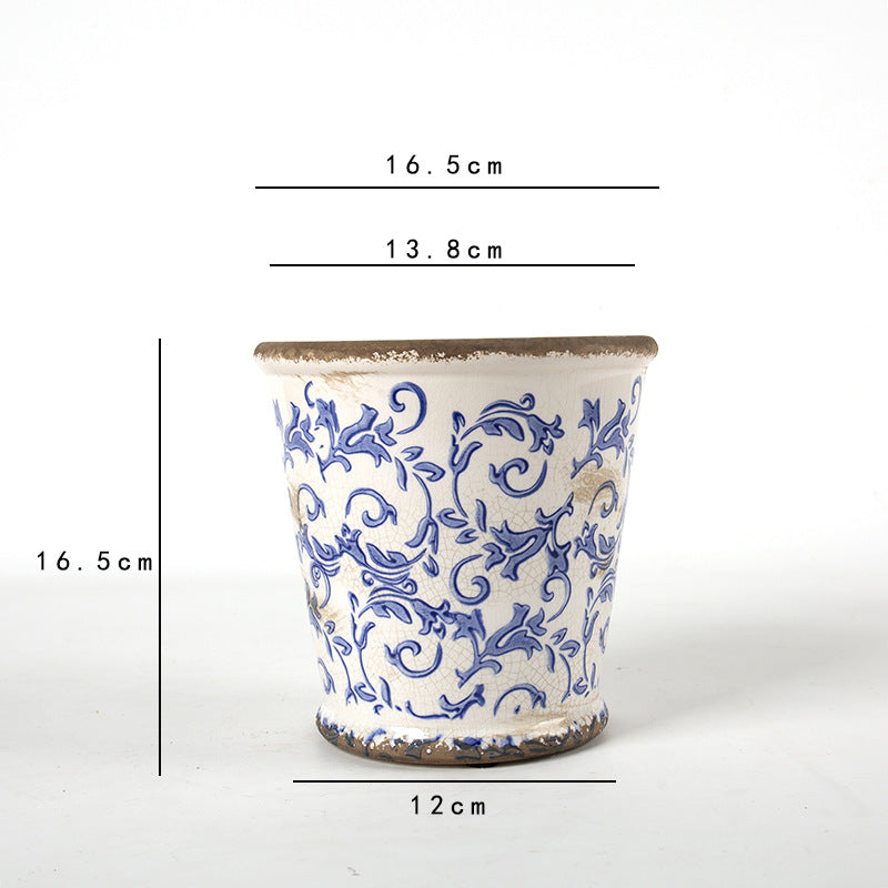 Dekorativer Keramik Blumentopf mit floralem Design Brehn