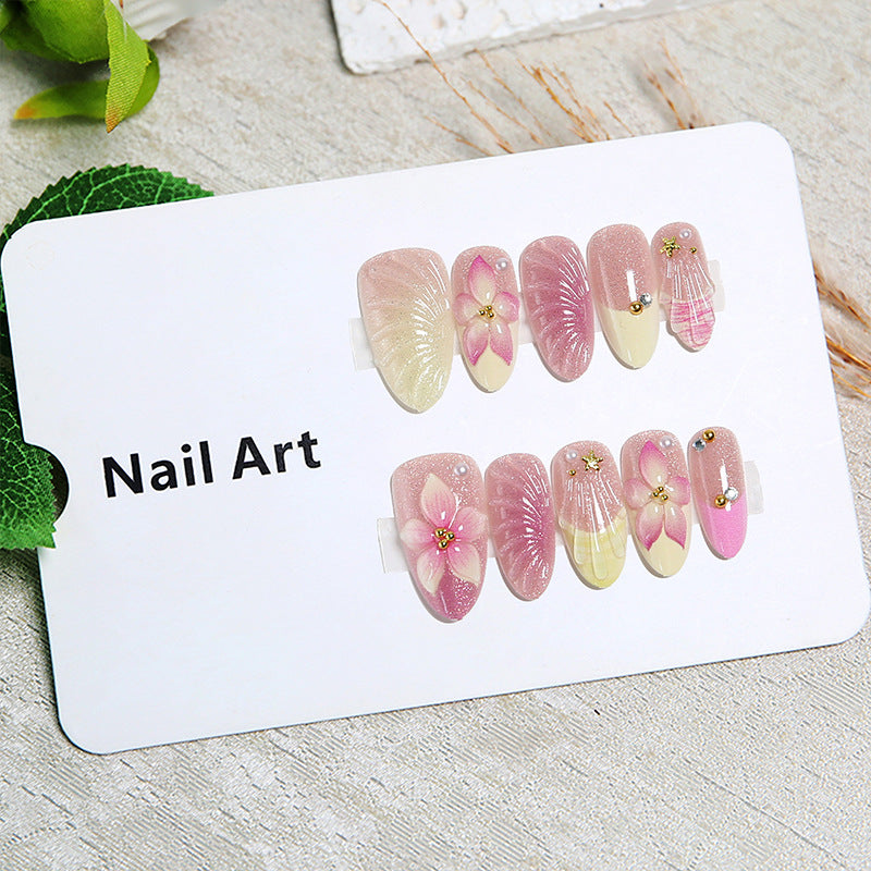 Kunstnagelset mit floralen 3D-Verzierungen Brehn