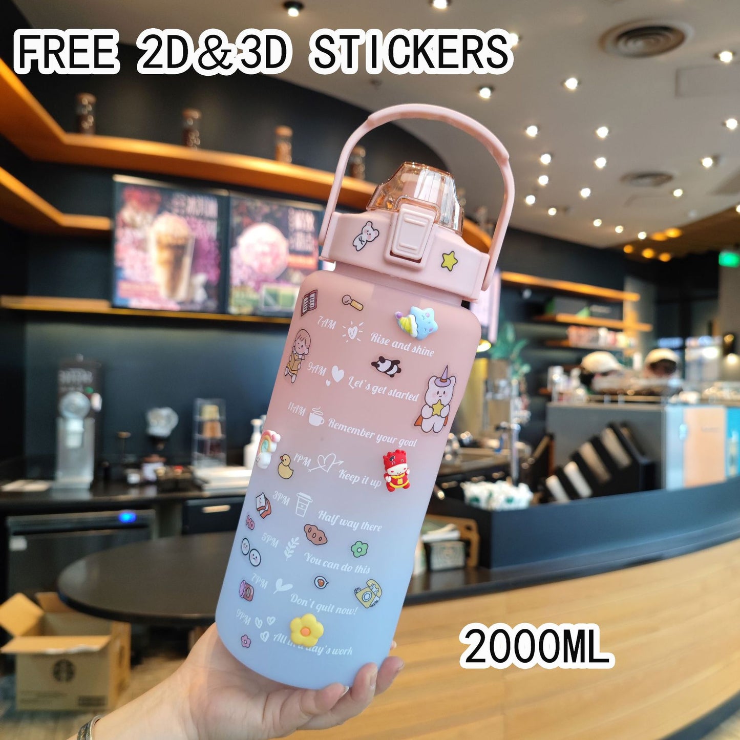 Damen Motivierende Trinkflasche mit interaktivem Sticker-Set Brehn