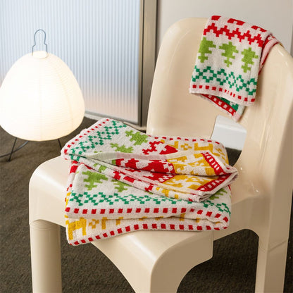 Strick-Schultertuch mit nordischem Weihnachts-Jacquard