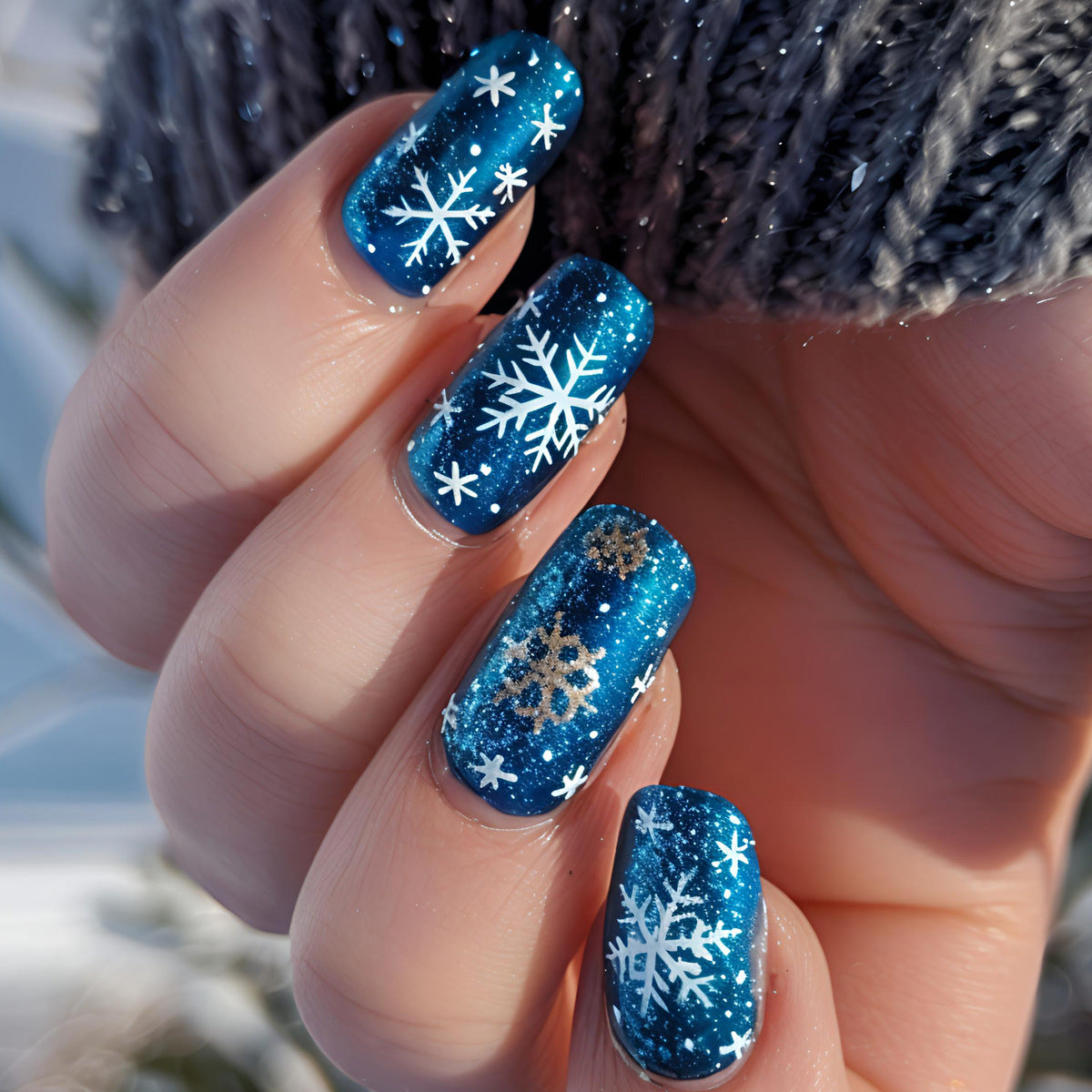Kunstnägel mit Schimmerndem Winterdesign Brehn